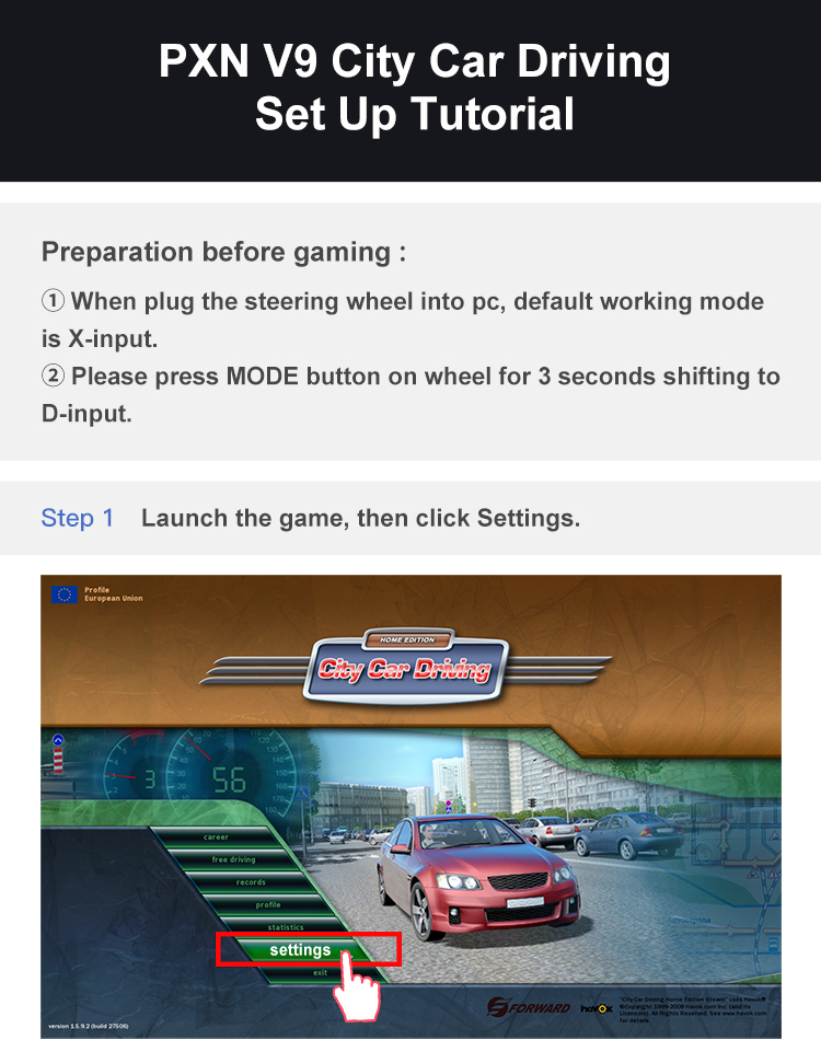 city car driving simulator steering wheel setup