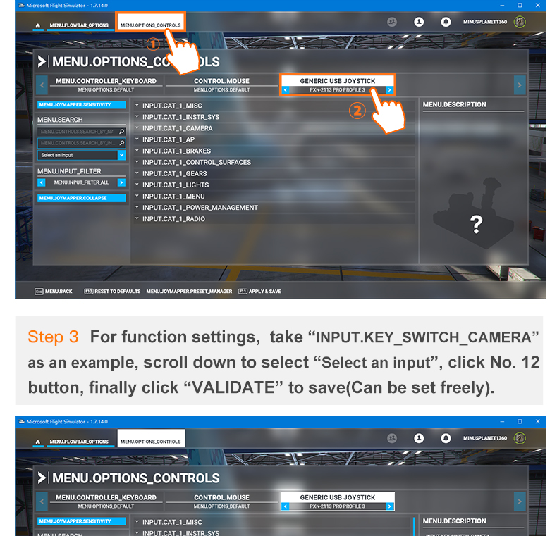 PXN-2113 Flight Simulator Gamepad-Controller Joystick für PC/Desktop Farbe: silbergrau