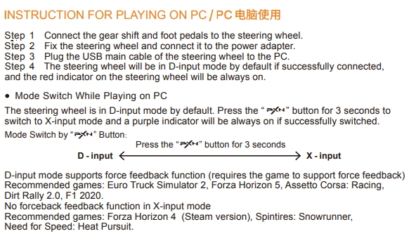 INSTRUCTION FOR PLAYING ON PC