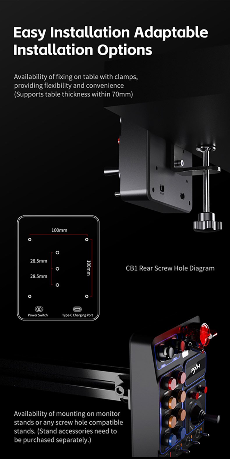 CB1 | PXN Racing Wheel, Game Controller, Arcade Stick for Xbox One