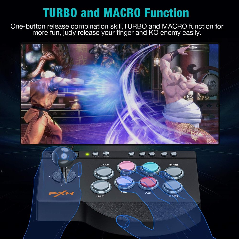 PXN 0082 Arcade Stick, Fight Sticks PC with Turbo & Macro  Functions,Compatible with TV/PC/PS3/PS4/Switch