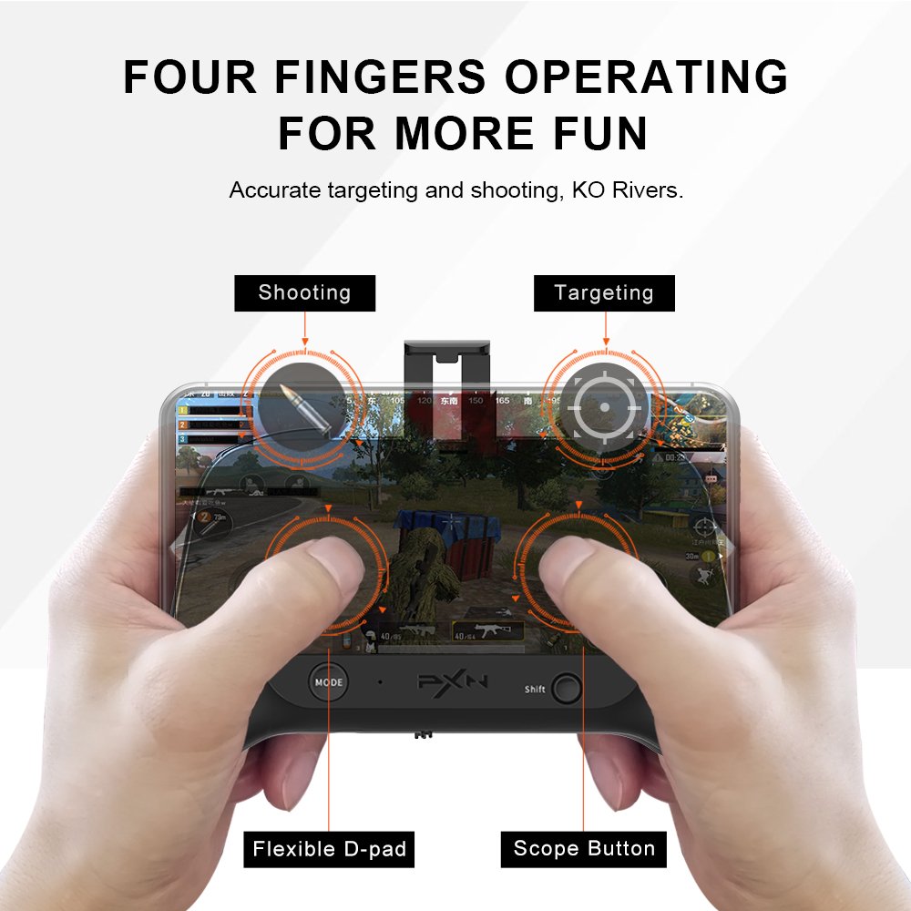 4本の指でもっと楽しく 4本の指でもっと楽しく モバイルゲームをサポート ガーゲッティングとシューティングボタンを切り替える 伸縮電話クリップ 軽量で持ち運びに便利なサイズ、持ち運びや使用が簡単 仕様書 製品