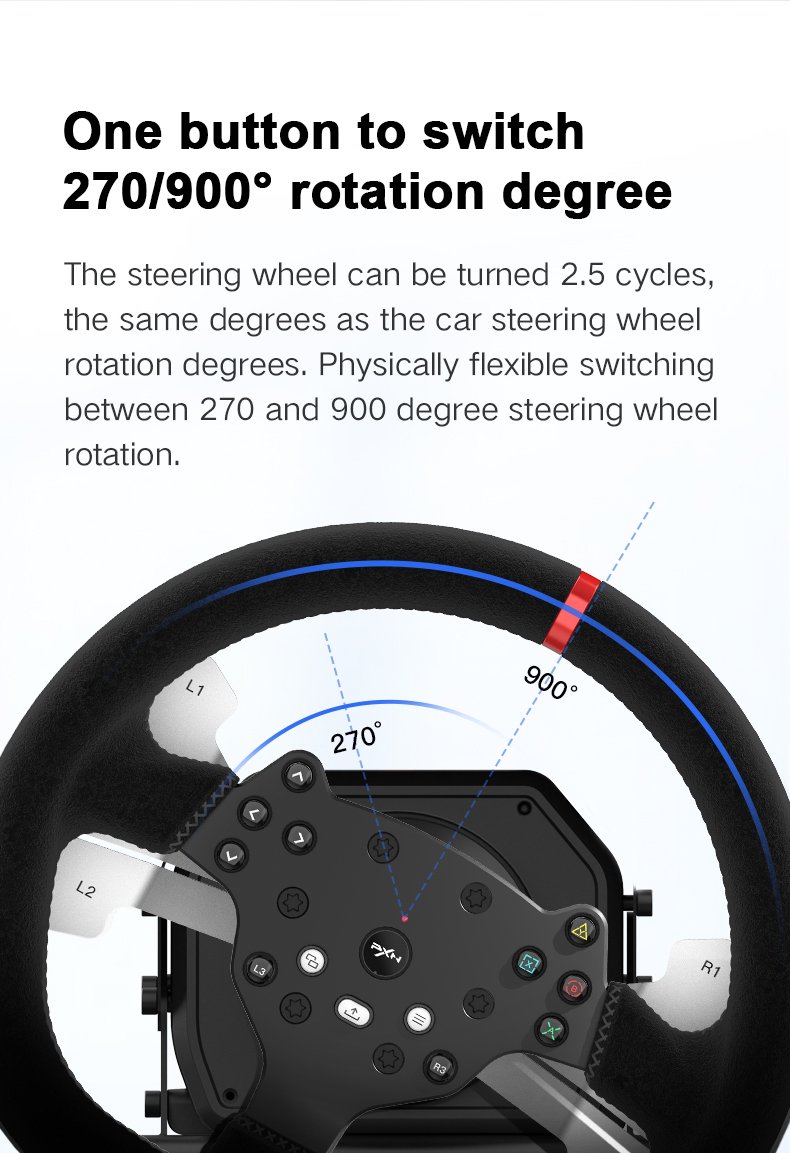 PXN V10 Force Feedback Steering Wheel Detachable Racing Wheel 270 900 Degree Race Steering Wheel with 3-Pedals and Shifter Bundle for PC,Xbox One,Xbox