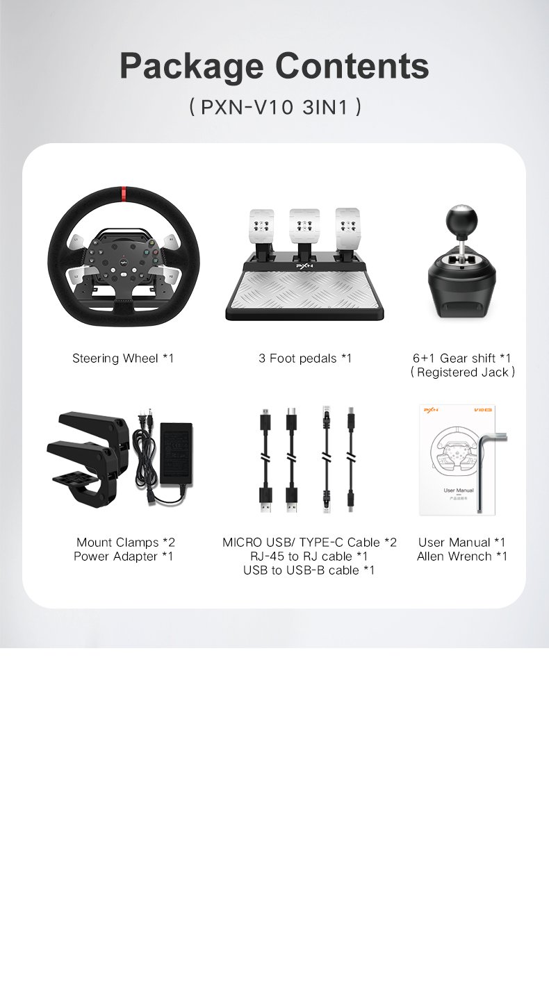 Manual de usuario del controlador de volante de carreras PXN V10