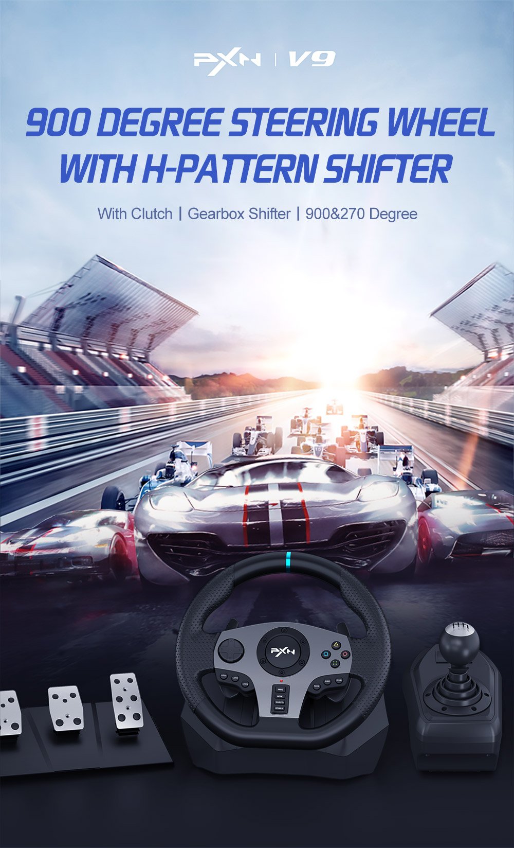 900 Degree online play video racing car game steering wheels race simulator  game